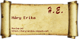 Háry Erika névjegykártya